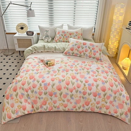 91家纺网 家纺一手货源 找家纺 （总）乐童  2024新款网红直播爆款吊边＋一字绣工艺款四件套（八）