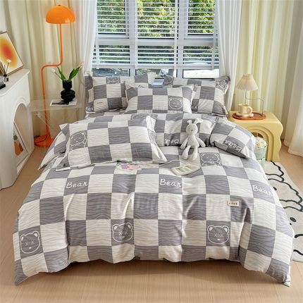 凯磊家纺 新款原棉老粗布四件套 快乐熊