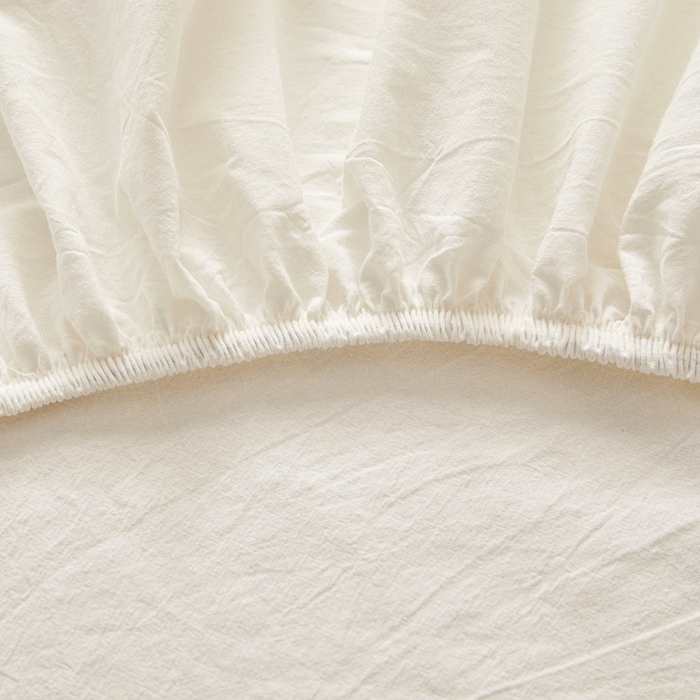 91家纺网 家纺一手货源 找家纺 喜居 2024新款A类色织纯棉水洗棉100%新疆棉全棉床笠 月光白