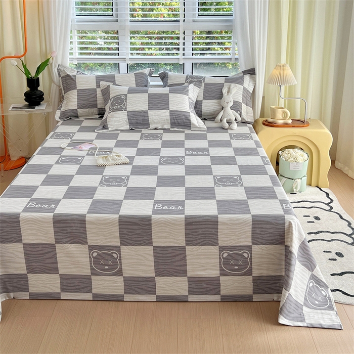 91家纺网 家纺一手货源 找家纺 凯磊家纺 新款原棉老粗布单品系列-床单 快乐熊