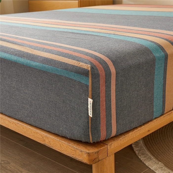 91家纺网 家纺一手货源 找家纺 喜居 2024新款A类色织纯棉水洗棉100%新疆棉全棉床笠 斯诺克