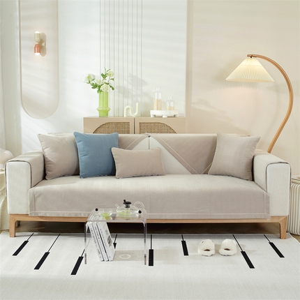 共鸣沙发垫 2023新款雪尼尔人字纹沙发垫 人字纹米色