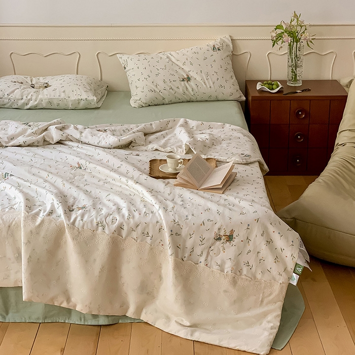 91家纺网 家纺一手货源 找家纺 （总）荣轩家居 2023新款花边款双层纱印花夏被