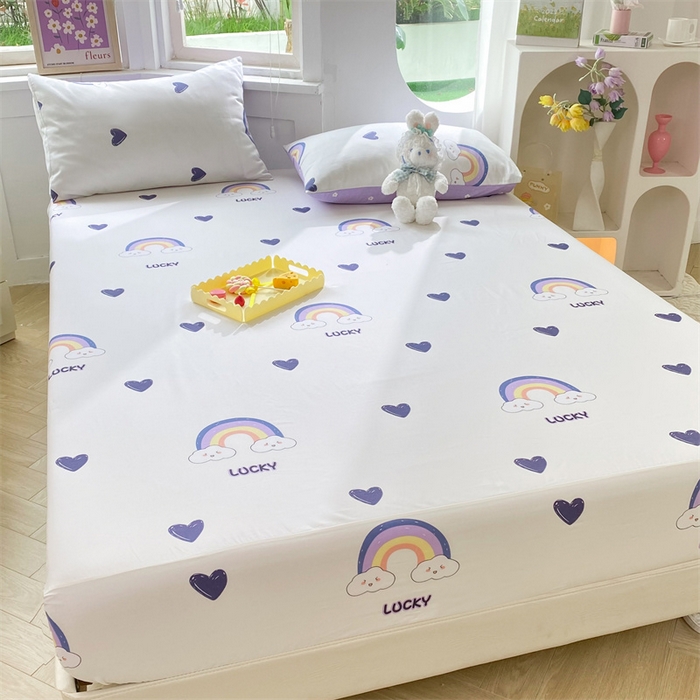 91家纺网 家纺一手货源 找家纺 多品 2023年13070单品床笠【可搭配枕套一起卖】 幸运彩虹