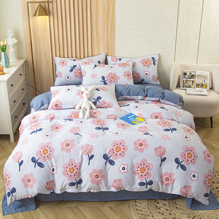 91家纺网 家纺一手货源 找家纺 曼璐2025直播爆款新款水洗棉麻双层纱系列单被套 爱情海