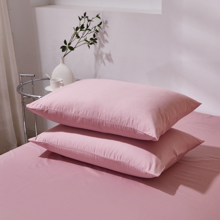 晶缦家纺 2023新款喷气全棉13376纯棉斜纹纯色单品枕套 沐色-脏脏粉