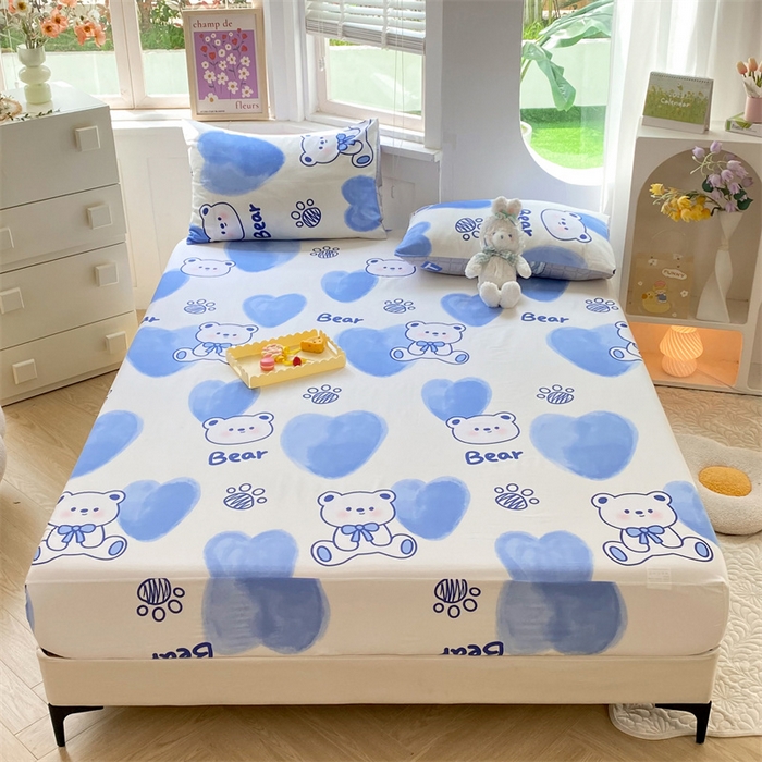 91家纺网 家纺一手货源 找家纺 多品 2023年13070单品床笠【可搭配枕套一起卖】 爱心熊