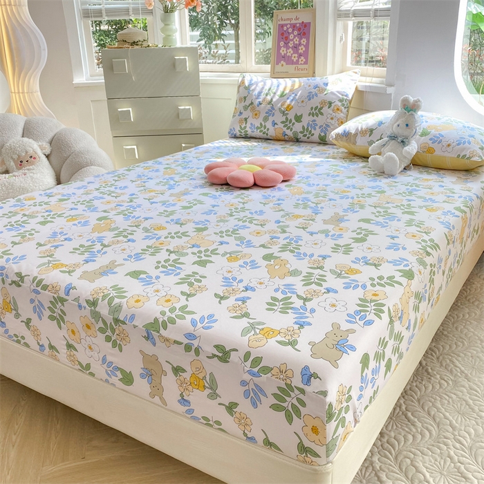 91家纺网 家纺一手货源 找家纺 多品 2023年13070单品床笠【可搭配枕套一起卖】 云萌小兔