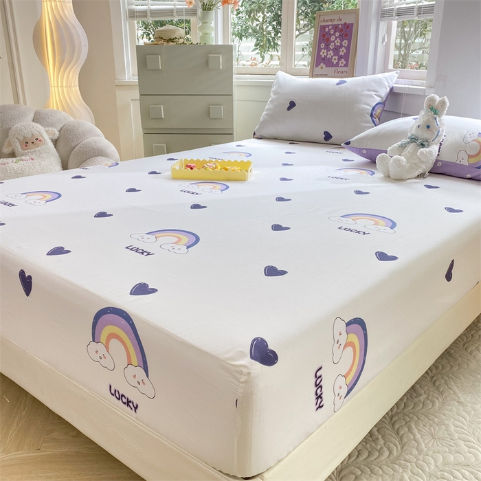 91家纺网 家纺一手货源 找家纺 多品 2023年13070单品床笠【可搭配枕套一起卖】 幸运彩虹