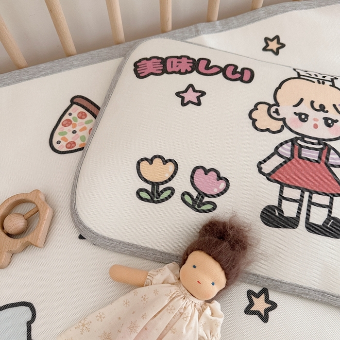 91家纺网 家纺一手货源 找家纺 橘滋 2023新款高端A类可水洗婴幼儿冰丝席 野餐派对