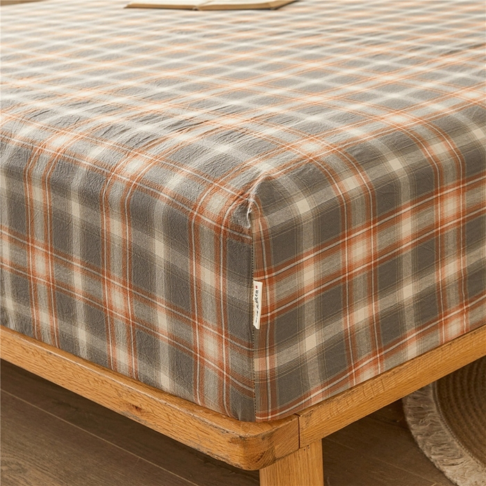 91家纺网 家纺一手货源 找家纺 喜居 2024新款A类色织纯棉水洗棉100%新疆棉全棉床笠 洛卡灰