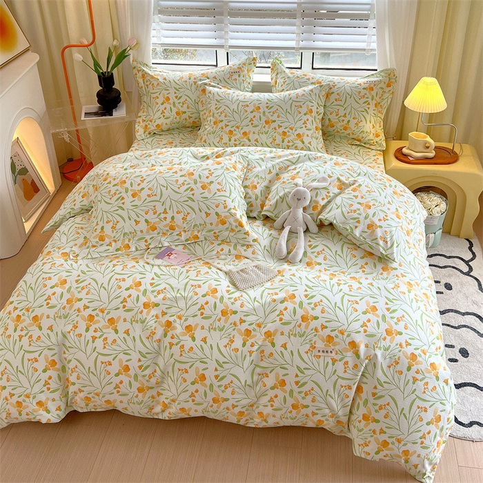 91家纺网 家纺一手货源 找家纺 凯磊家纺 新款原棉老粗布四件套 幽幽花香