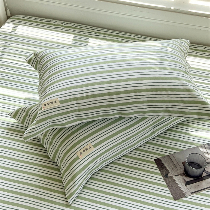 91家纺网 家纺一手货源 找家纺 凯磊家纺 新款原棉老粗布单品系列-枕套 条纹咖