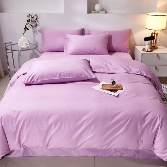 91家纺网 家纺一手货源 找家纺 晶缦家纺 2023新款喷气全棉13376纯棉斜纹纯色多规格被套 沐色-浅紫