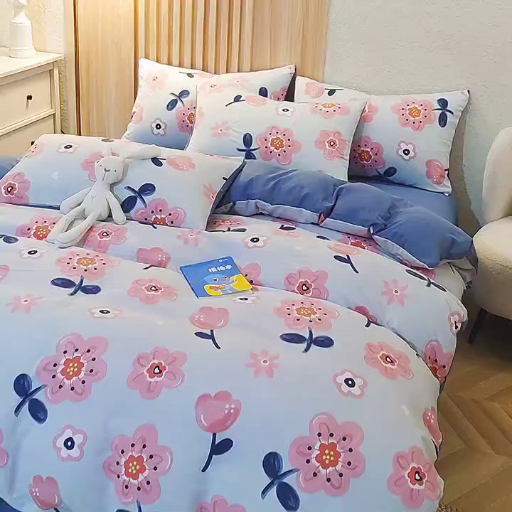 91家纺网 家纺一手货源 找家纺 曼璐2025直播爆款新款水洗棉麻双层纱系列单被套 爱情海