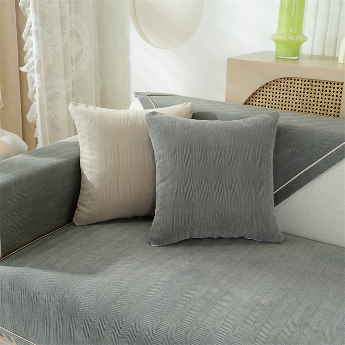 91家纺网 家纺一手货源 找家纺 共鸣沙发垫 2023新款雪尼尔人字纹沙发垫 人字纹黑色