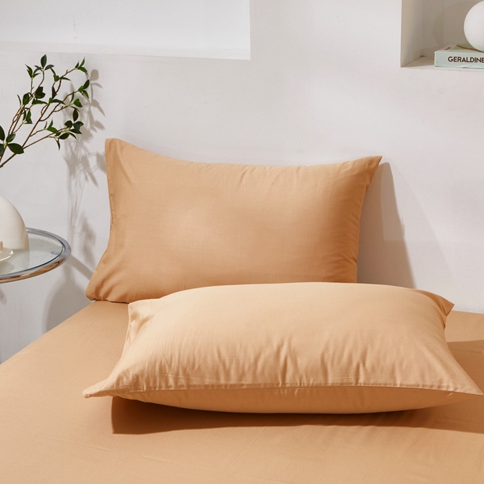 91家纺网 家纺一手货源 找家纺 晶缦家纺 2023新款喷气全棉13376纯棉斜纹纯色单品枕套 沐色-卡其