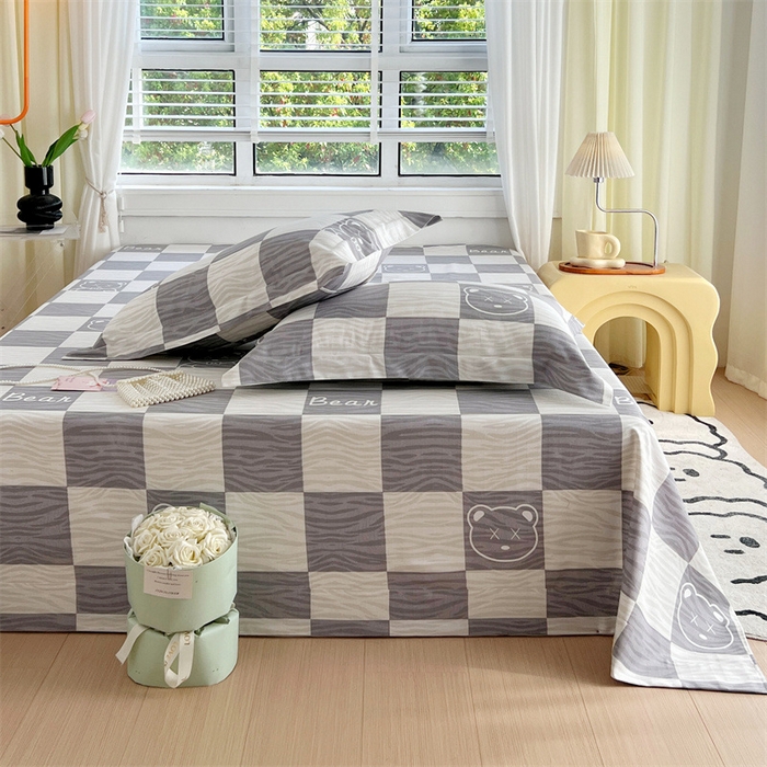 91家纺网 家纺一手货源 找家纺 凯磊家纺 新款原棉老粗布单品系列-床单 快乐熊