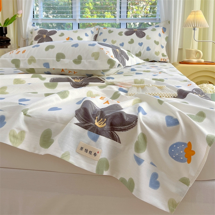 91家纺网 家纺一手货源 找家纺 凯磊家纺 新款原棉老粗布单品系列-床单 漫天花语-灰