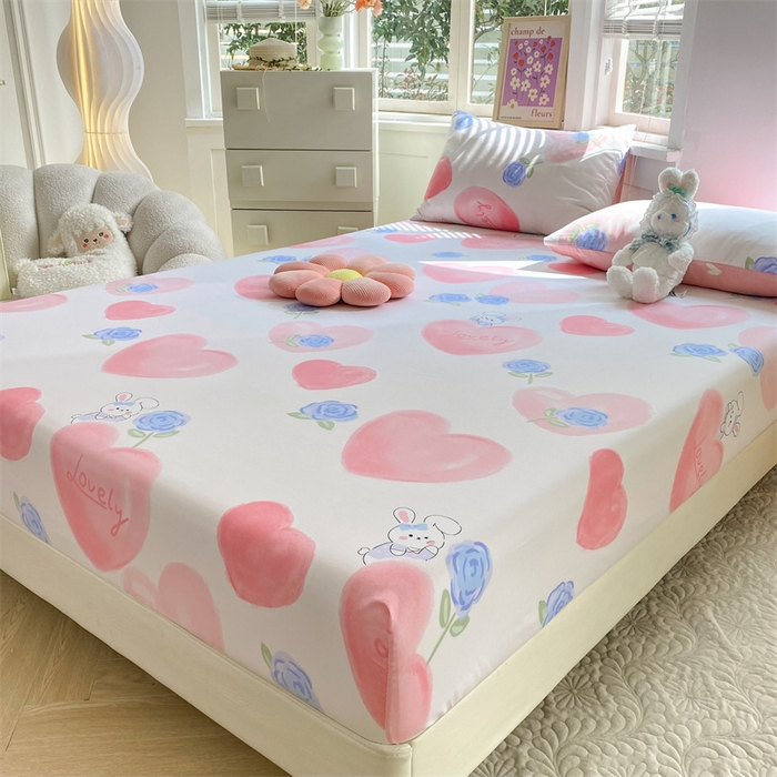 91家纺网 家纺一手货源 找家纺 多品 2023年13070单品床笠【可搭配枕套一起卖】 爱恋桃心