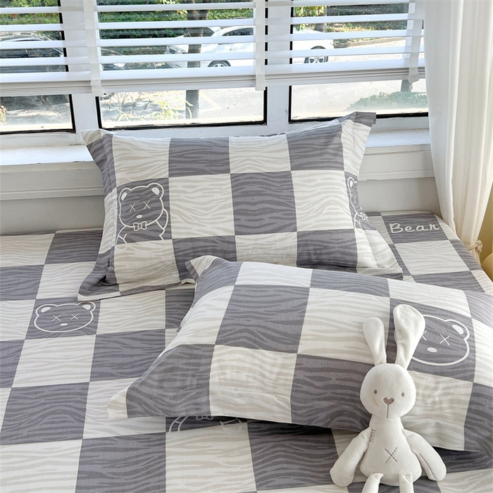 91家纺网 家纺一手货源 找家纺 凯磊家纺 新款原棉老粗布单品系列-枕套 快乐熊