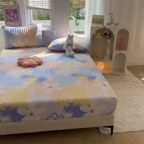 91家纺网 家纺一手货源 找家纺 多品 2023年13070单品床笠【可搭配枕套一起卖】 安琪拉