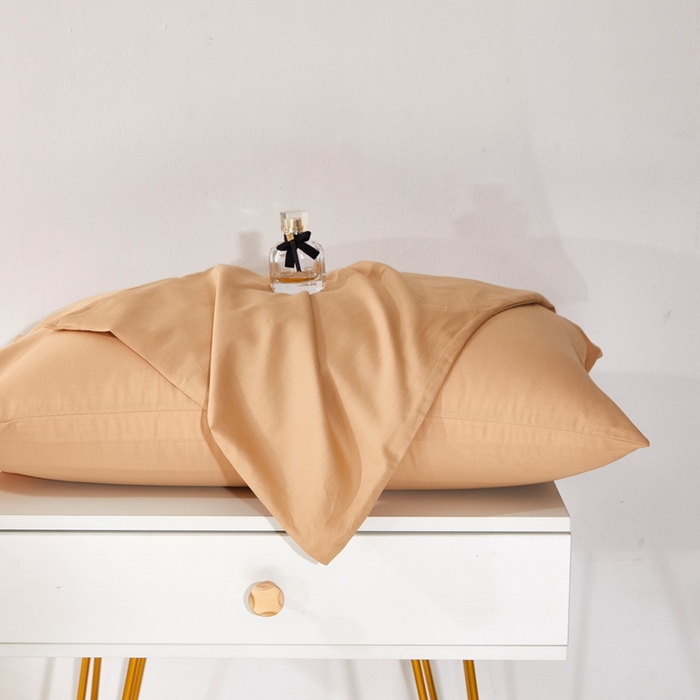 91家纺网 家纺一手货源 找家纺 晶缦家纺 2023新款喷气全棉13376纯棉斜纹纯色单品枕套 沐色-卡其