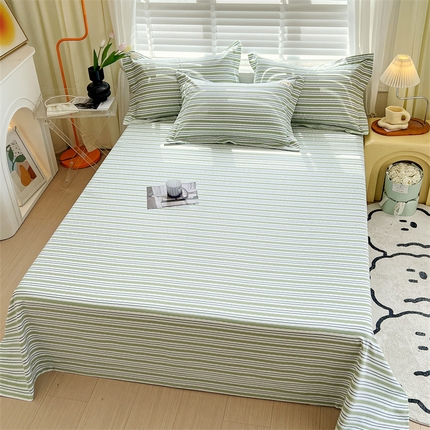 凯磊家纺 2023新款原棉老粗布单品系列-床单 条纹咖