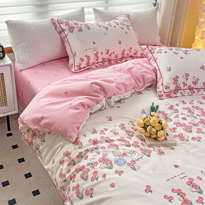 91家纺网 家纺一手货源 找家纺 乐童  2024新款网红直播爆款吊边＋一字绣工艺款四件套（八） 西娅