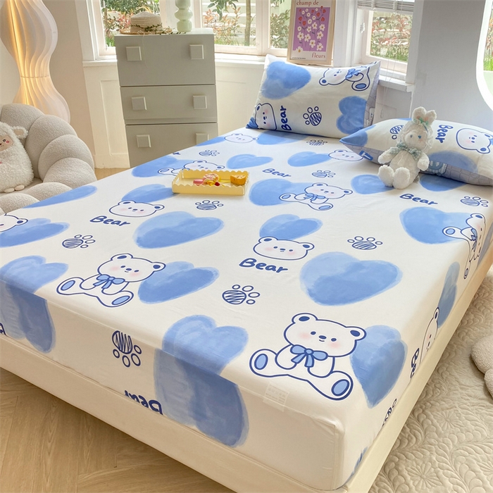 91家纺网 家纺一手货源 找家纺 多品 2023年13070单品床笠【可搭配枕套一起卖】 爱心熊