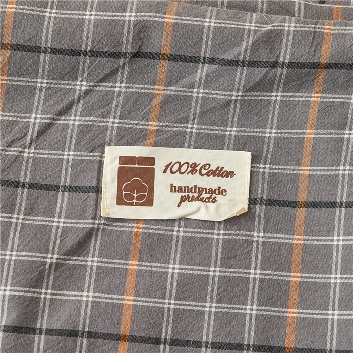 91家纺网 家纺一手货源 找家纺 喜居 2024新款A类色织纯棉水洗棉100%新疆棉全棉床笠 方格灰