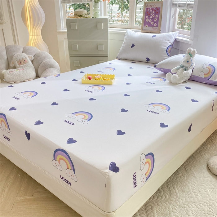 91家纺网 家纺一手货源 找家纺 多品 2023年13070单品床笠【可搭配枕套一起卖】 幸运彩虹