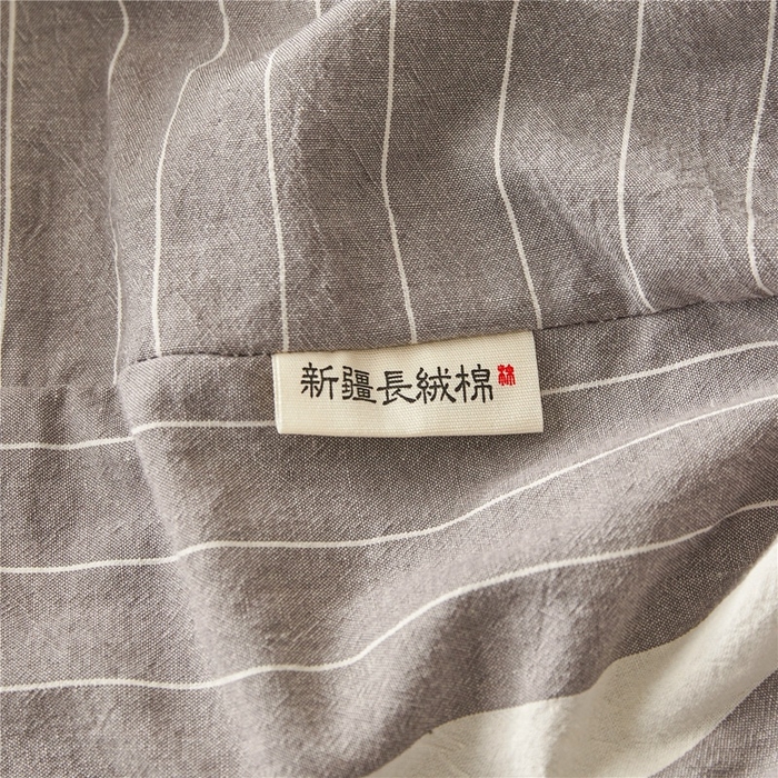 91家纺网 家纺一手货源 找家纺 喜居 2024新款A类色织纯棉水洗棉100%新疆棉全棉床笠 光阴灰