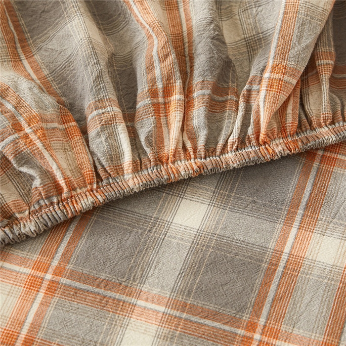 91家纺网 家纺一手货源 找家纺 喜居 2024新款A类色织纯棉水洗棉100%新疆棉全棉床笠 洛卡灰