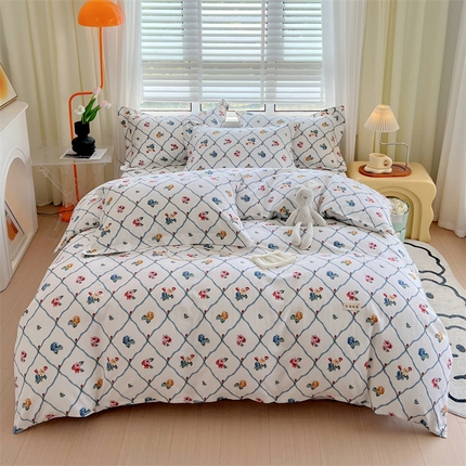 91家纺网 家纺一手货源 找家纺 凯磊家纺 新款原棉老粗布四件套 秘密花园