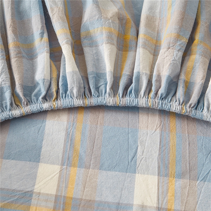 91家纺网 家纺一手货源 找家纺 喜居 2024新款A类色织纯棉水洗棉100%新疆棉全棉床笠 简兮灰