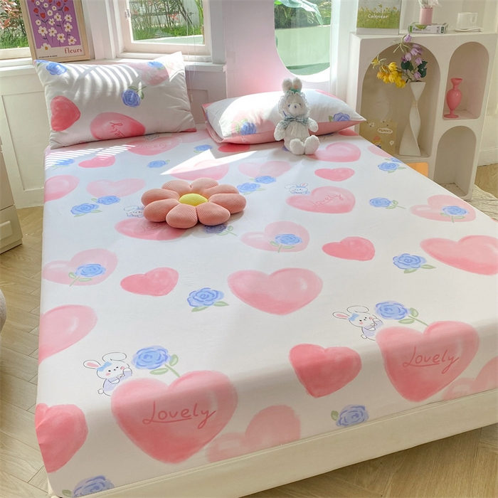 91家纺网 家纺一手货源 找家纺 多品 2023年13070单品床笠【可搭配枕套一起卖】 爱恋桃心