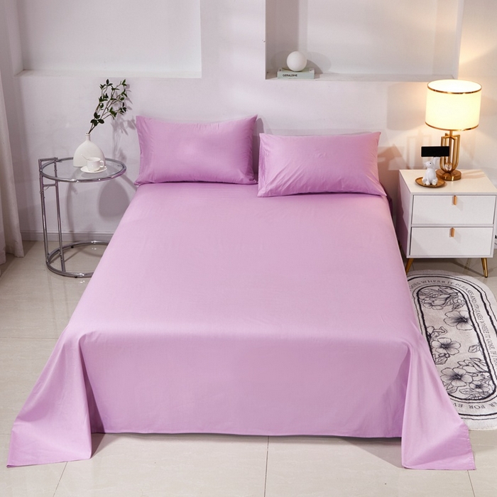 91家纺网 家纺一手货源 找家纺 晶缦家纺 2023新款喷气全棉13376纯棉斜纹纯色多规格床单 沐色-浅紫