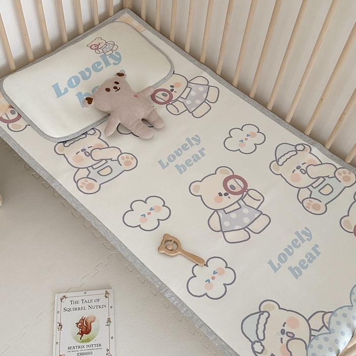 91家纺网 家纺一手货源 找家纺 橘滋 2023新款高端A类可水洗婴幼儿冰丝席 云朵奶油熊