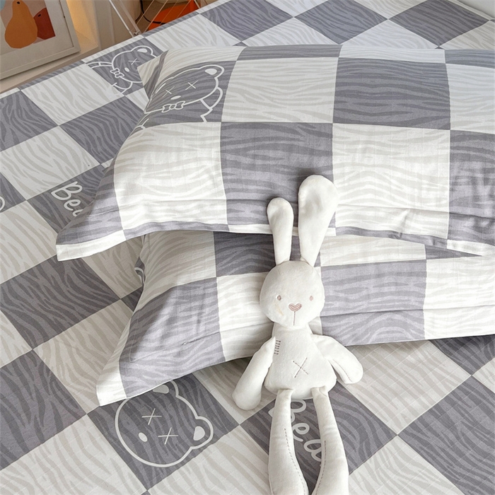 91家纺网 家纺一手货源 找家纺 凯磊家纺 新款原棉老粗布单品系列-枕套 快乐熊