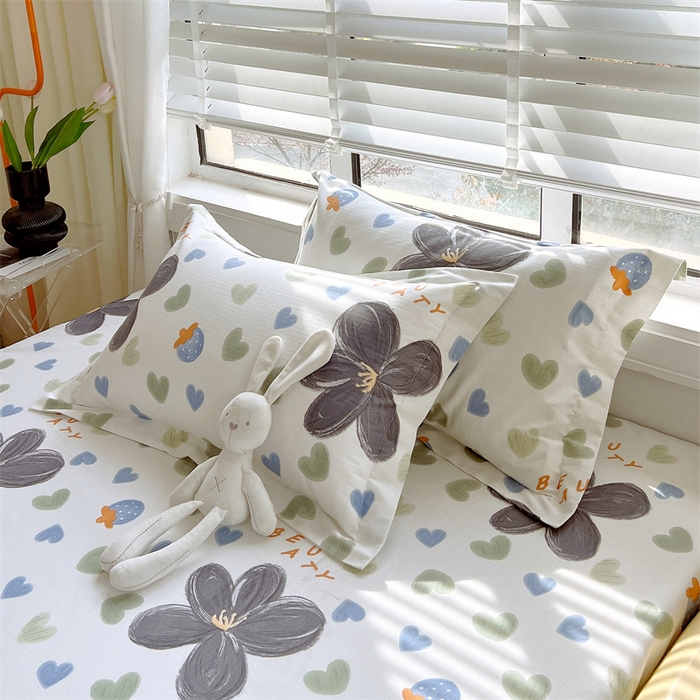 91家纺网 家纺一手货源 找家纺 凯磊家纺 新款原棉老粗布单品系列-枕套 漫天花语-灰