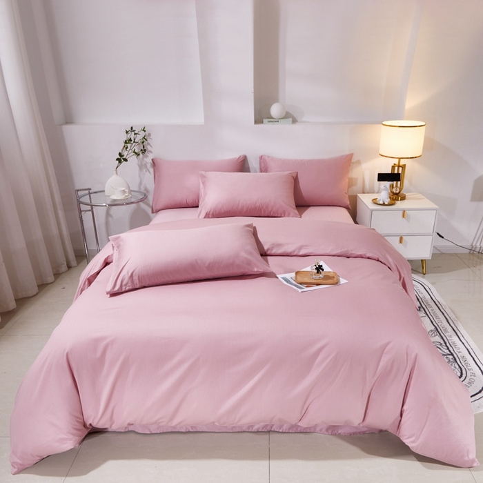 91家纺网 家纺一手货源 找家纺 晶缦家纺 2023新款喷气全棉13376纯棉斜纹纯色多规格被套 沐色-脏脏粉