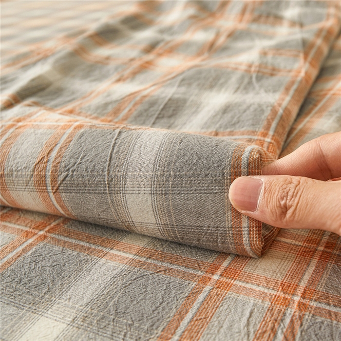 91家纺网 家纺一手货源 找家纺 喜居 2024新款A类色织纯棉水洗棉100%新疆棉全棉床笠 洛卡灰