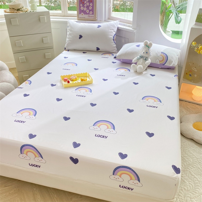 91家纺网 家纺一手货源 找家纺 多品 2023年13070单品床笠【可搭配枕套一起卖】 幸运彩虹