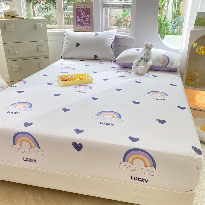 91家纺网 家纺一手货源 找家纺 多品 2023年13070单品床笠【可搭配枕套一起卖】 幸运彩虹