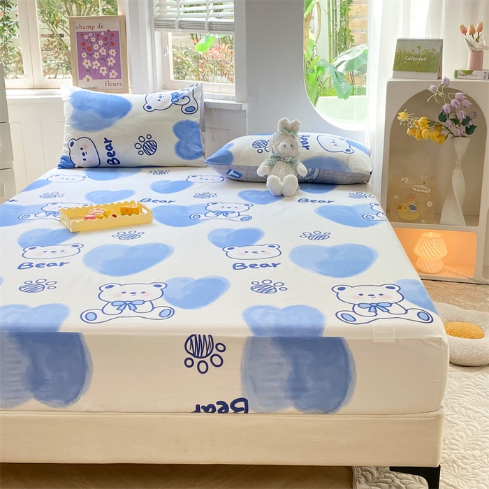 91家纺网 家纺一手货源 找家纺 多品 2023年13070单品床笠【可搭配枕套一起卖】 爱心熊