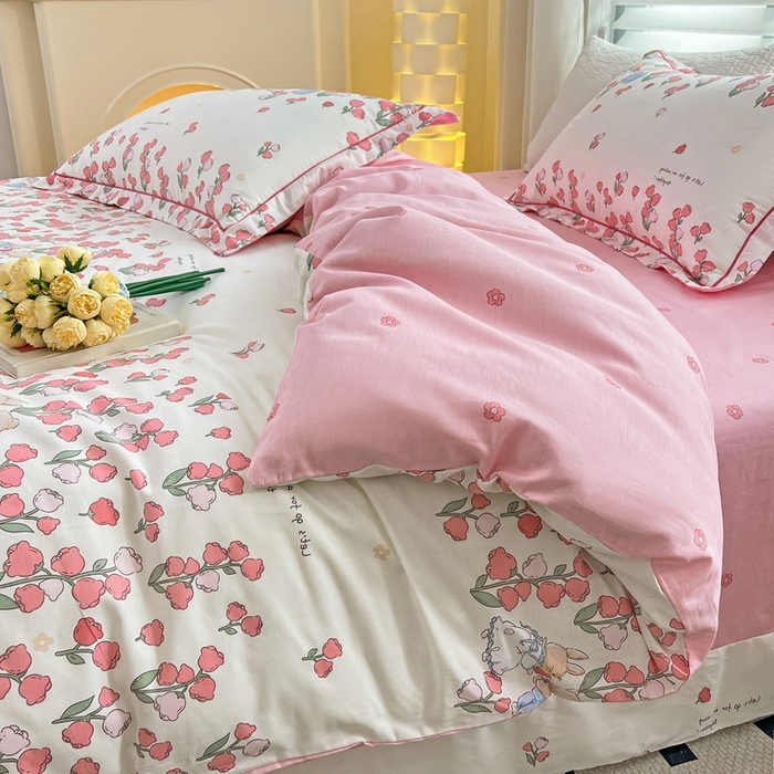 91家纺网 家纺一手货源 找家纺 乐童  2024新款网红直播爆款吊边＋一字绣工艺款四件套（八） 西娅