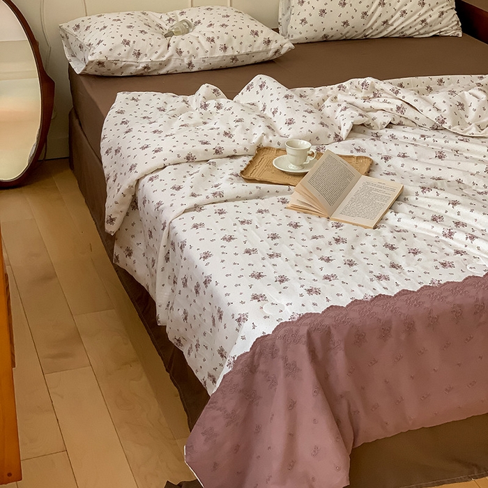 91家纺网 家纺一手货源 找家纺 荣轩家居 2023新款花边款双层纱印花夏被 图丽萨