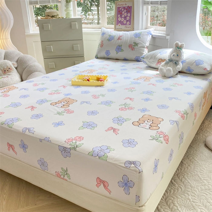 91家纺网 家纺一手货源 找家纺 多品 2023年13070单品床笠【可搭配枕套一起卖】 清新小熊