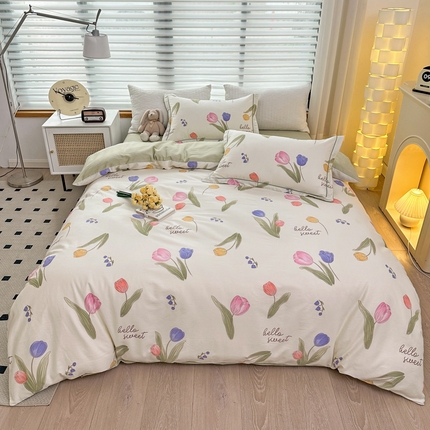 91家纺网 家纺一手货源 找家纺 （总）乐童  2024新款网红直播爆款吊边＋一字绣工艺款四件套（八）